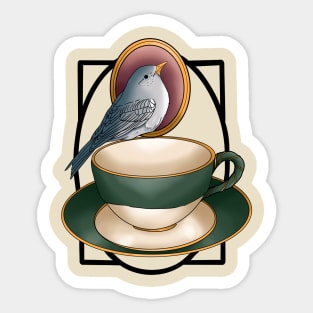 Sweet blue bird tea party Sticker